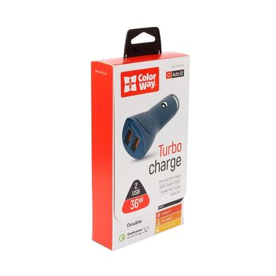 Зарядний пристрій ColorWay 2USB Quick Charge 3.0 (36W) blue (CW-CHA011Q-BL)