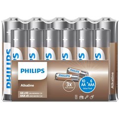 Батарейка Philips AA+AAA Entry Alkaline 1.5V 10*LR6+6*LR03 pcs in shrink (LR036A16F/10)
