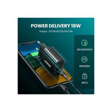 Зарядний пристрій Ugreen CD137 20W Type-C PD Charger (Black) (10191)
