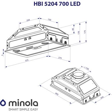 Витяжка кухонна Minola HBI 5204 I 700 LED