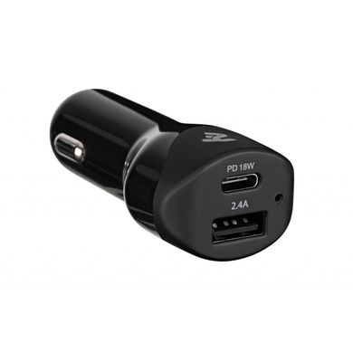 Зарядний пристрій 2E Dual USB Car Charger (30W) Type-C PD, USB 2.4A, black (2E-ACR18WQC)