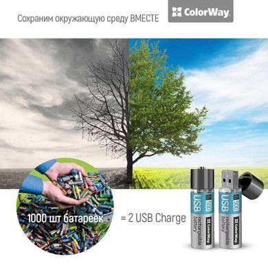 Акумулятор ColorWay AA USB 1200 mAh 1.5V R6 * 2 (CW-UBAA-02)