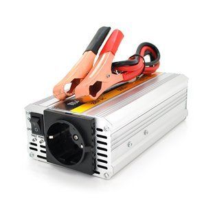 Інвертор напруги POWERMASTER-500(300Вт), 12 / 220 з апроксимованою синусоїдою, 1 універсальні розетка, Клеми+крокодили, Box