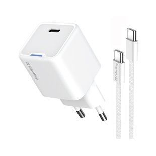 Зарядний пристрій ColorWay GaN Mini 30W PD Port PPS USB (Type-C PD + USB QC4.0) cable Type-C (CW-CHS053PDC-WT)