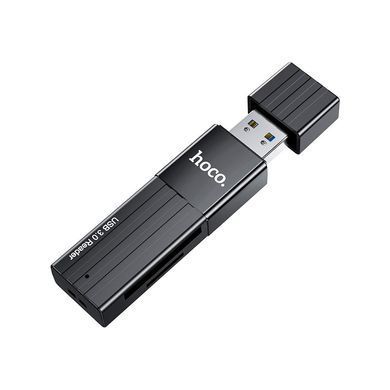 Зчитувач флеш-карт HOCO USB3.0 to microSD, microSDHC, microSDXC, SD, SDHC, SDXC, HB20 Black (6931474735218)