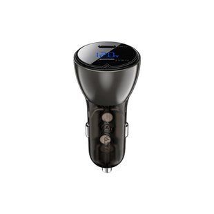Зарядний пристрій Acefast B10 Car Charger 2xUSB-C 60W with digital display Metal Black (6974316282358)
