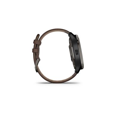 Смарт-годинник Garmin Venu 2 Plus, Black + Slate, Leather, GPS (010-02496-15)