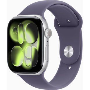 Смарт-годинник Apple Watch Series 11&nbsp;GPS + Cellular 46mm Silver Aluminium Case with Purple Fog Sport Band - S/M (MFCP4RK/A)