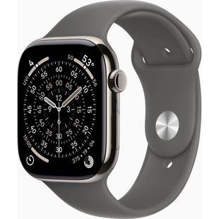 Смарт-годинник Apple Watch Series 11&nbsp;GPS + Cellular 46mm&nbsp;Natural Titanium Case with Stone Grey Sport Band - M/L (MFCX4RK/A)