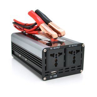 Інвертор напруги AEV2600W, 12 / 220V з апроксимованою синусоїдою, 2 універсальні розетки, 2*USB (DC:5V / 2.4A), крокодили + прикурювач