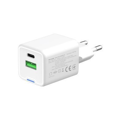 Зарядний пристрій ColorWay GaN Mini 35W PD Port PPS USB (Type-C PD + USB QC4.0) white (CW-CHS055PD-WT)