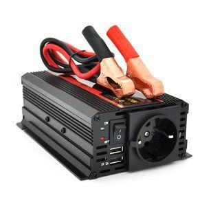 Інвертор напруги CARMAER1500W, 12 / 220V з апроксимованою синусоїдою, 1Shuko, 2*USB (DC:5V / 2A), крокодили+ прикурювач, Q20