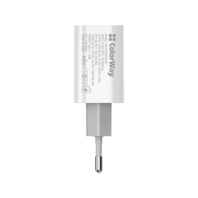 Зарядний пристрій ColorWay PD Port PPS USB (Type-C PD + USB QC3.0) (30W) (CW-CHS037PD-WT)