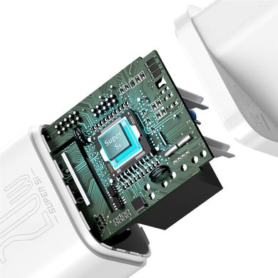 Зарядний пристрій Baseus Super Si 1C 20W With Simple Wisdom Data Cable Type-C/iP White (TZCCSUP-B02)
