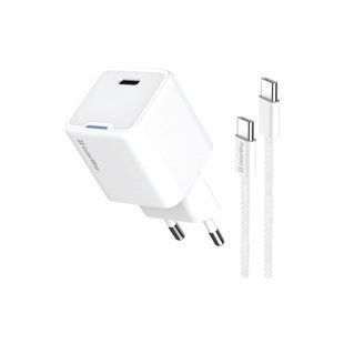 Зарядний пристрій ColorWay GaN Mini 35W PD Port PPS USB-C white cable Type-C (CW-CHS056PDC-WT)