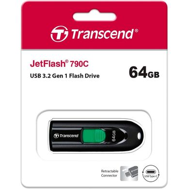 USB флеш накопичувач Transcend 64GB JetFlash 790C Black USB 3.1 (TS64GJF790C)