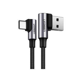 Дата кабель USB 2.0 AM to USB-C 0.5m 3A 90&deg; corner US176 black Ugreen (20855)