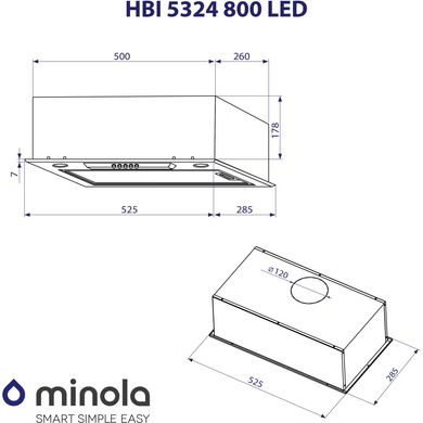 Витяжка кухонна Minola HBI 5324 BL 800 LED