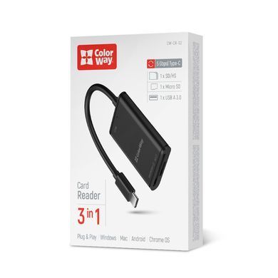 Зчитувач флеш-карт ColorWay USB-C to USB 3.0/SD/MicroSD (CW-CR-02)