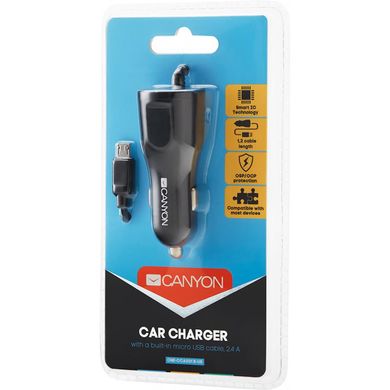 Зарядний пристрій CANYON 1xUSB car adapter (CNE-CCA033B)