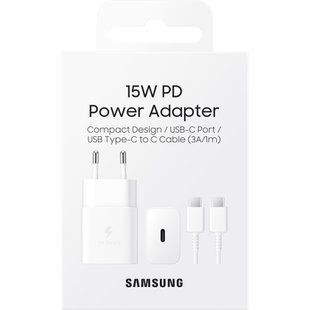 Зарядний пристрій Samsung 15W Power Adapter (w C to C Cable) White (EP-T1510XWEGRU)