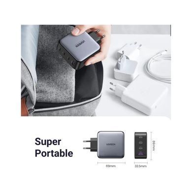 Зарядний пристрій Ugreen 4xUSB 100W (3xUSB-C+USB-A) Gan Tech Fast GAN Charger black CD226 (40747)