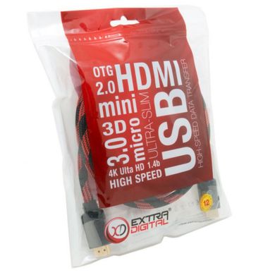 Кабель мультимедійний HDMI to HDMI 1.5m EXTRADIGITAL (KBH1633)
