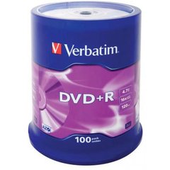 Диск DVD Verbatim 4.7Gb 16X CakeBox 100шт (43551)