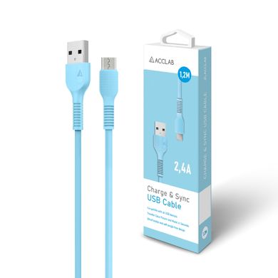 Дата кабель USB 2.0 AM to Micro 5P 1.2m AL-CBCOLOR-M1BL Blue ACCLAB (1283126518133)