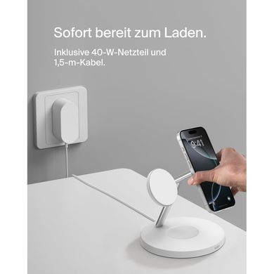 Зарядний пристрій Belkin 3in1 Magnetic Pad Qi2 15W White (WIZ032KQWH)