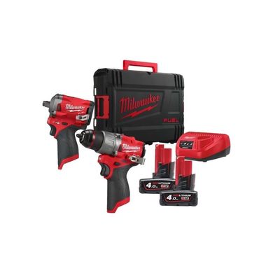 Набір електроіструментів Milwaukee M12FPP2H2-402X, M12FPD2, M12 2x4Ah, HD кейс (4933492512)