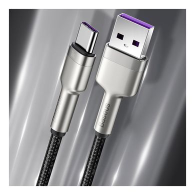 Дата кабель USB 3.1 AM to Type-C 0.25m CAKF 6.0A 66W Cafule Series Metal Data Cable Black Baseus (CAKF000001)
