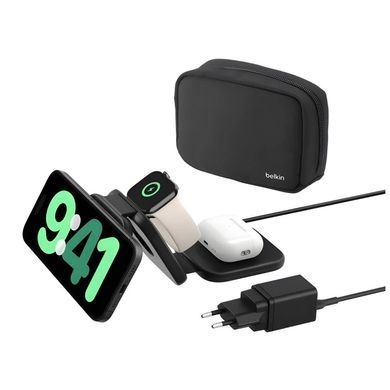 Зарядний пристрій Belkin 3in1 Travel Pad Wireless Qi2 15W Black (WIZ024VFBK)
