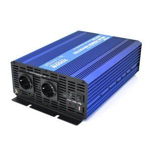 Інвертор напруги Carspa-SINUS P2000-122 (2000Вт), 12 / 220V, 2xShuko, 1USB, клеми, Box Q2