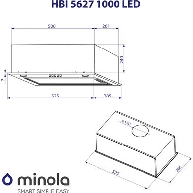 Витяжка кухонна Minola HBI 5627 GR 1000 LED