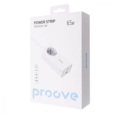 Мережевий фільтр Proove Power Strip PD-02 65W (2 Type-C + 1USB) white