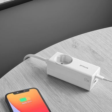 Мережевий фільтр Proove Power Strip PD-02 65W (2 Type-C + 1USB) white