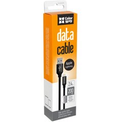 Дата кабель USB 2.0 AM to Lightning 2.0m black ColorWay (CW-CBUL007-BK)