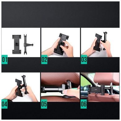 Універсальний автотримач UGREEN LP160 Car Headrest Mount Holder Black (60108)
