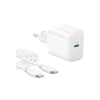 Зарядний пристрій Anker PowerPort 20W USB-C + cable USB-C White (B2347G21)