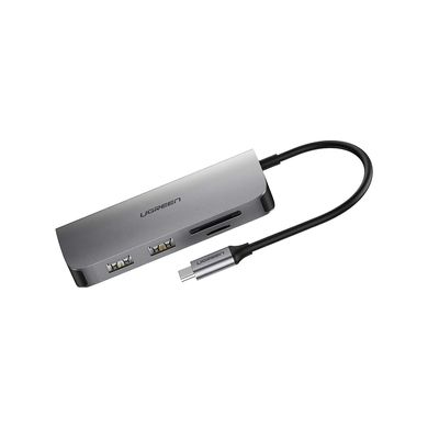 Концентратор Ugreen USB3.0 Type-C to USB 3.0x2/HDMI/RJ45/SD/TF/PD CM212 gray (50852)