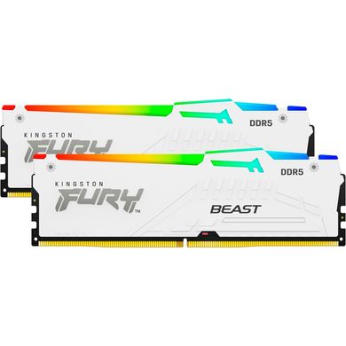 Модуль пам'яті для комп'ютера DDR5 32GB (2x16GB) 5600 MHz FURY Beast White RGB Kingston Fury (ex.HyperX) (KF556C40BWAK2-32)