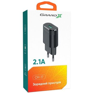 Зарядний пристрій Grand-X CH-17 USB 5V 2,1A (CH-17)
