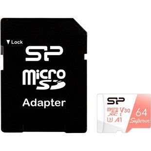 Карта пам'яті Silicon Power 64GB microSDXC class 10 UHS-I U3 V30 A1 Superior (SP064GBSTXDV3V20SP)