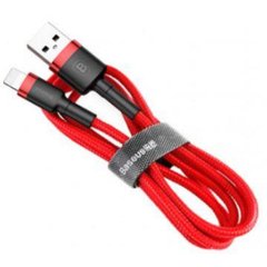 Дата кабель USB 2.0 AM to Lightning 2.0m Cafule 1.5A red+red Baseus (CALKLF-C09)
