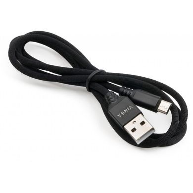 Дата кабель USB 2.0 AM to Micro 5P nylon 1m black Vinga (VCPDCMBN21BK)
