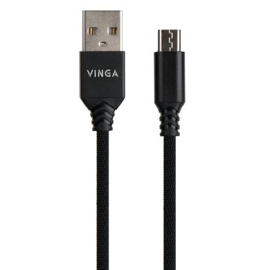 Дата кабель USB 2.0 AM to Micro 5P nylon 1m black Vinga (VCPDCMBN21BK)