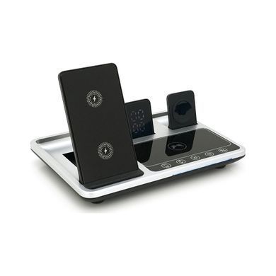 Зарядний пристрій Voltronic 4-in-1 Wireless Charging Station Smartphone + Watch + Earbuds black silver (BZ/R-11)