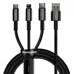 Кабель Baseus Tungsten Gold One-for-three Fast Charging AM / MicroUSB/Type-C/Lightning 1.5m Black (CAMLTWJ-01)