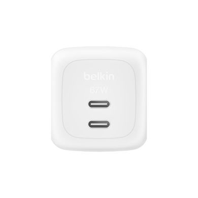 Зарядний пристрій Belkin 2xUSB-C PD67W GaN PPS + cable USB-C to USB-C 2.0m white (WCH020KQ2MWH-B6)